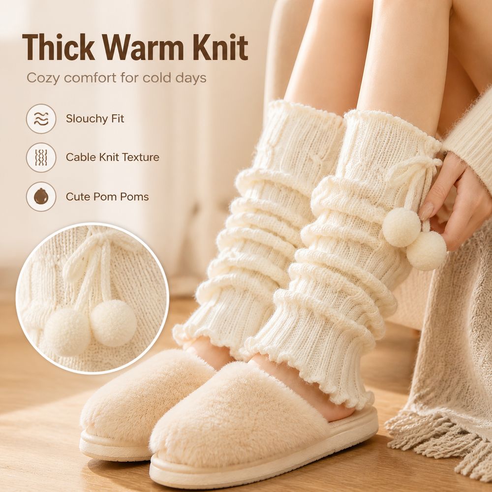Knitted Knit Leg Warmers Ruffl - огляд і ціна Boot Sock Slouchy
