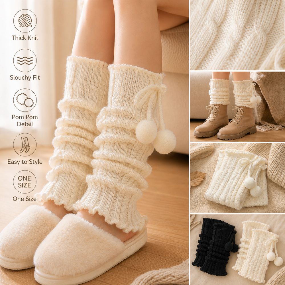 Knitted Knit Leg Warmers Ruffl - огляд і ціна Boot Sock Slouchy